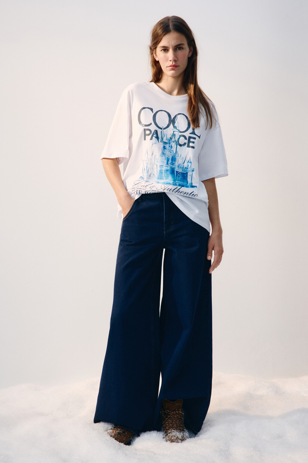 Футболка oversize с принтом-надписью - цвет белый - 4